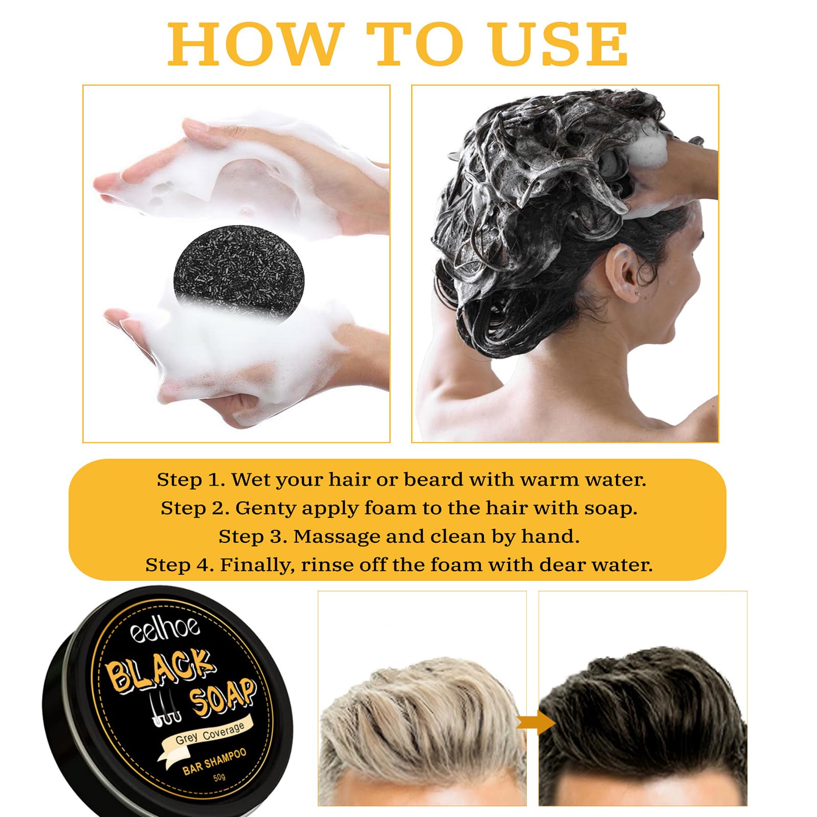 Amazon.com : pewatul Gray Hair Reverse Bar Soap, Natural Black